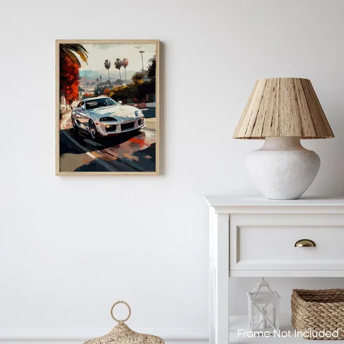 Vista 7 de Inspirational Wall Art Co. - Confident Póster Toyota Supra 1994 - Póster de automóvil para habitación de niños - Decoración de pared del automóvil