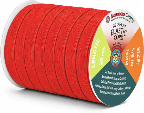 Vista 99 de Mandala Crafts 20 yardas 1/2 pulgada 0.472 in bandas elásticas beige