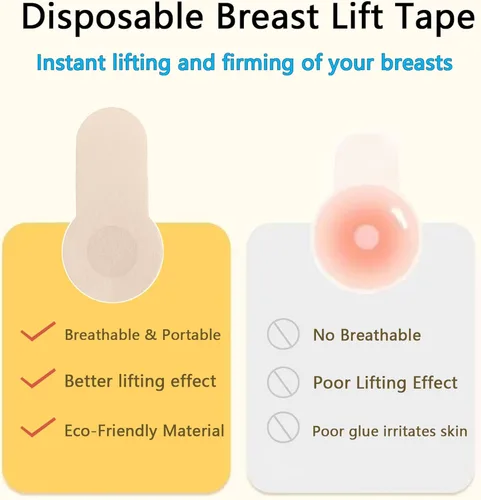 Vista 5 de Wobodan 10 pares de brasier de elevación adhesivo, desechables para pezones y pezones, brasier autoinvisible para mujer, se adapta a copa A-B