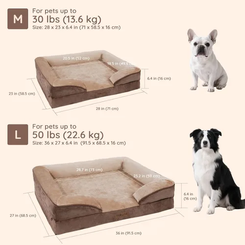 Vista 8 de BELLA & PAL Sofá cama ortopédico para perros medianos/medianos, no necesita montaje, sofá de espuma a prueba de masticaciones con forro impermeable