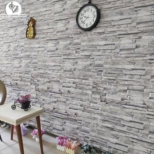 Vista 3 de Dundee Deco Paneles de pared 3D efecto ladrillo, revestimiento de pared con aspecto de piedra gris, revestimiento de espuma de poliestireno