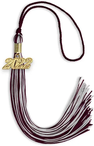 Vista 201 de Endea Graduation - Borla de doble color mixto con fecha dorada (negro/dorado antiguo, 2021)