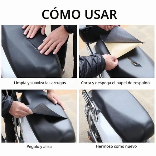 Vista 5 de Parche de reparación de cuero, 2 x 197 pulgadas, color negro DIY Self-Adhesive Leather Tape Repairing Sofas, Car Seats, First Aid Patch for