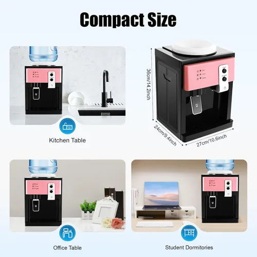 Vista 6 de Despachador de agua fría y caliente eléctrico - Diseño de escritorio de carga superior con 3 ajustes de temperatura (hervir/caliente/frío)