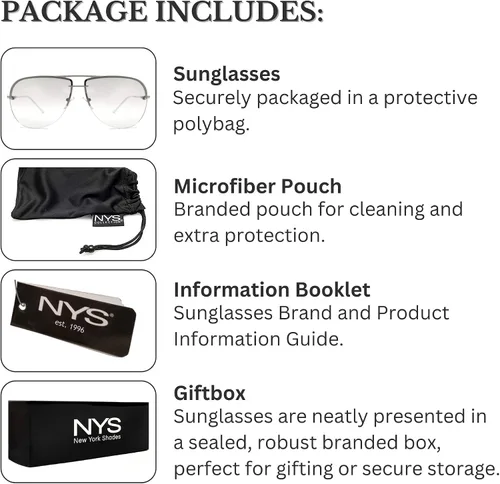 Vista 7 de NYS Collection Gafas de sol de aviador para mujer y hombre, 100% protección UV400