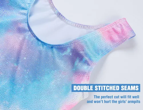 Vista 4 de TENVDA Gymnastics Leotards for Girls 2-12 Years Old Sparkly Multicolor Kids Tumbling Biketards Unitard