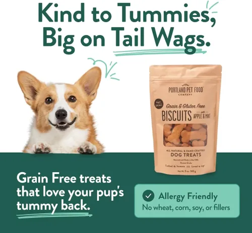 Vista 4 de Portland Pet Food Company Golosinas para Perros de Manzana y Menta Galletas Saludables para Perros Pequeños, Medianos y Grandes - Sin Granos, Grado