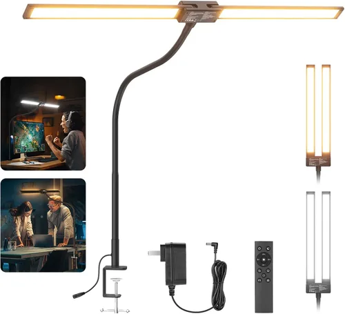 Vista 11 de NEEWER Basics - Lámpara LED de escritorio de 16 W para iluminación de lectura de videoconferencias en casa, oficina en casa, cuidado de los ojos