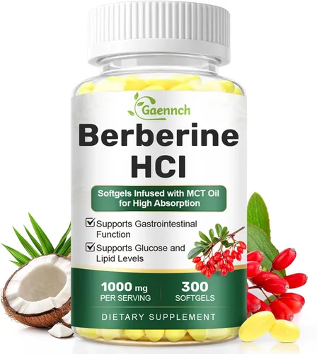 Vista 8 de Berberine HCl 1000mg, 150 Softgels Plus MCT Oil for Berberine Absorption