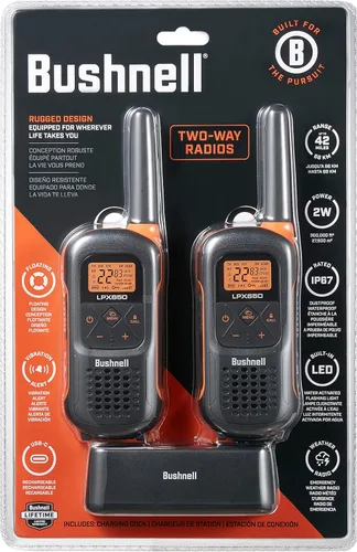 Vista 8 de Bushnell LPX650 Walkie Talkie Radio – Calidad fiable, diseño flotante resistente, 2 W de potencia para 42 millas de alcance, radios bidireccionales