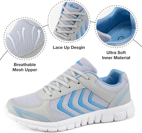 Vista 3 de DUOYANGJIASHA Zapatillas para mujer Zapatos para correr zapatos casuales para caminar antideslizantes cómodos zapatos de tenis de moda de malla