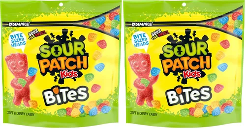 Vista 20 de SOUR PATCH KIDS Bites Soft & Chewy Candy, caramelos a granel, 12 bolsas de 12 oz