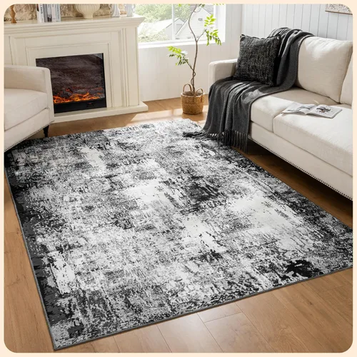 Vista 42 de Istana Alfombra larga antideslizante de 2.5 x 8 para el hogar, para pasillo y cocina, lavable, sedosa y suave al tacto, elegante, color azul y marfil