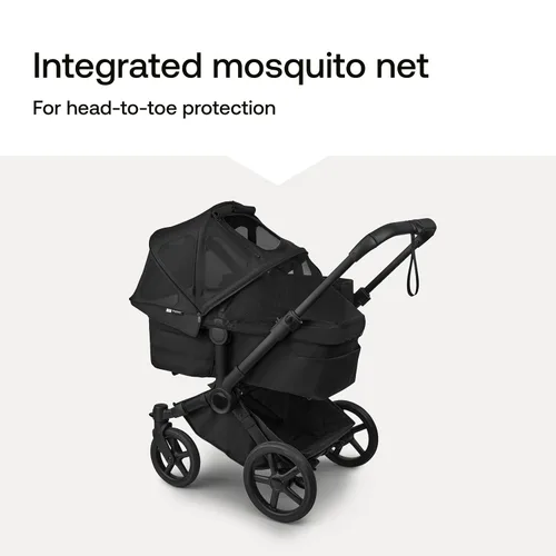 Vista 5 de Bugaboo Toldo para el sol con mosquitera para cochecitos de canguro y zorro, color cereza oscuro Paneles de ventilación, tejido UPF 50+, repelente