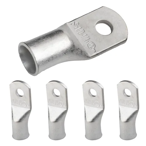 Vista 101 de SELTERM 5 piezas terminales de cable de cobre estañado 1/0 AWG perno de 1/2", extremos de cable de batería, terminales de anillo, conectores