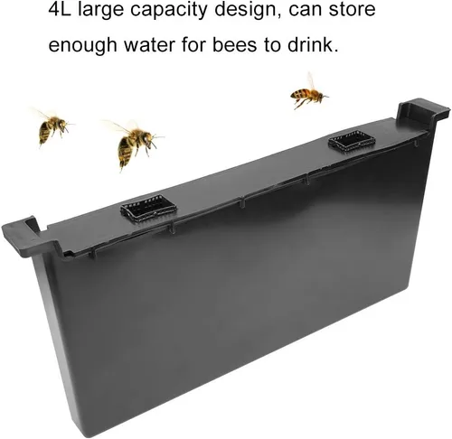 Vista 5 de Alimentador de abejas, alimentador rápido de marco de 4 litros, equipo de plástico negro para beber, dispensador de agua, entrada de colmena