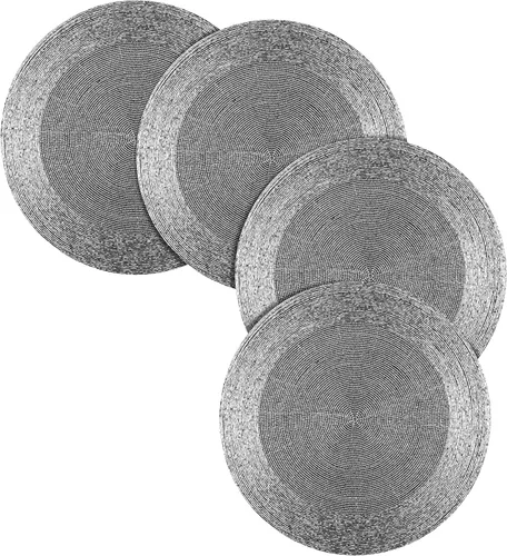 Vista 15 de Cargador de cuentas redondas de 13 pulgadas gris antiguo y borde circular - Manteles individuales navideños y festivos Gris envejecido