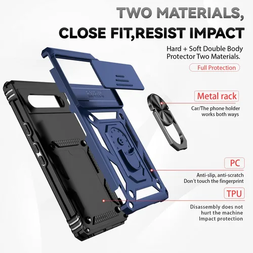 Vista 5 de Funda para Pixel 7a, con protectores de pantalla y funda para cámara, [grado militar] de 16 pies. Funda protectora probada contra caídas con soporte