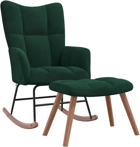 Vista 14 de vidaXL Mecedora, silla de acento mecedora, asiento acolchado con reposapiés, silla auxiliar para sala de estar, dormitorio, estilo retro, terciopelo