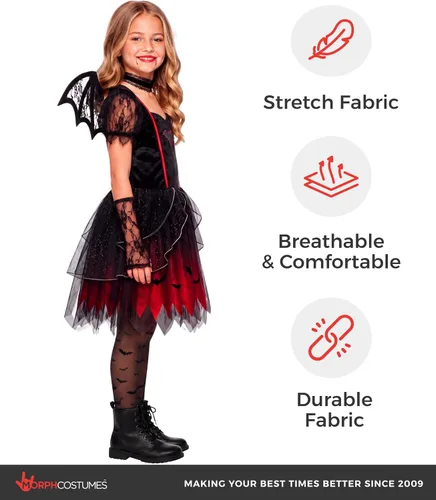 Vista 7 de Morph Disfraz Gótico Vampiro Murciélago Vestido Corto Disfraz Niñas