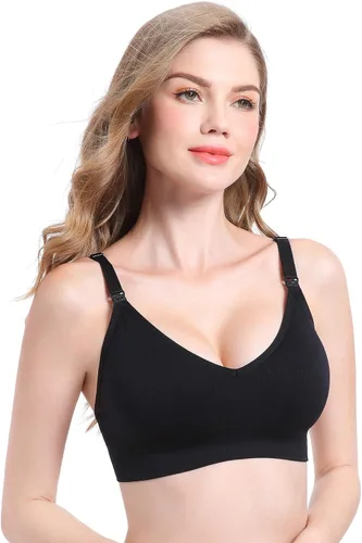 Vista 3 de Suekaphin - Brasier de lactancia sin varillas, con cuello en V profundo, brasier de lactancia para maternidad, bralette para dormir y amamantar
