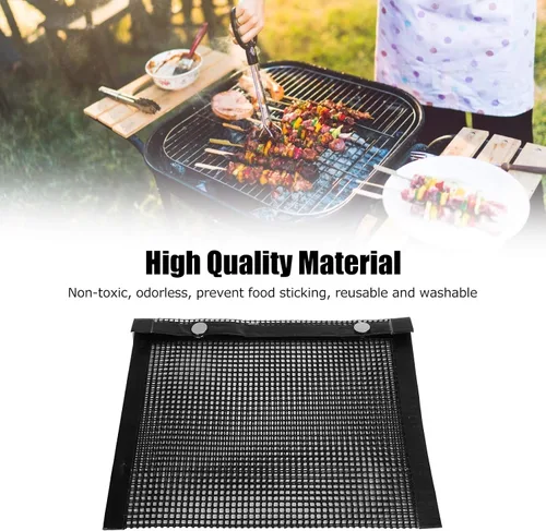 Vista 3 de Bolsa de malla antiadherente para barbacoa, bolsa de PTFE resistente a altas temperaturas, bolsa de malla para parrilla de barbacoa para picnics