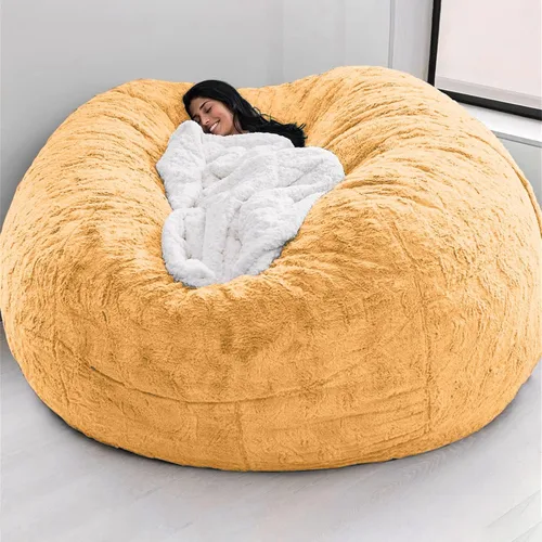 Vista 13 de Funda para silla tipo puf de piel gigante para niños y adultos, (sin relleno), muebles de sala de estar, grande, redondo, suave, esponjoso, de piel