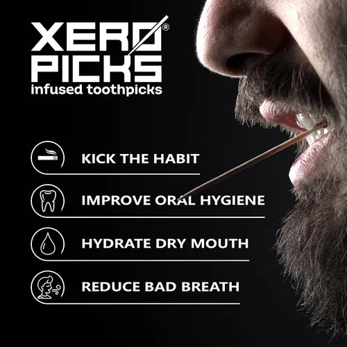 Vista 3 de Xero Picks Palillos de dientes saborizados con infusión para dejar de fumar (paquete de 3), goma de mascar, sin OMG, kosher vegano