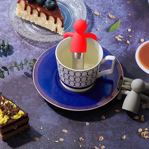 Vista 5 de Hicarer 2 infusor de té para té suelto, lindo colador de té de malla fina, filtro de té de acero inoxidable, difusor de té más empinado para tazas