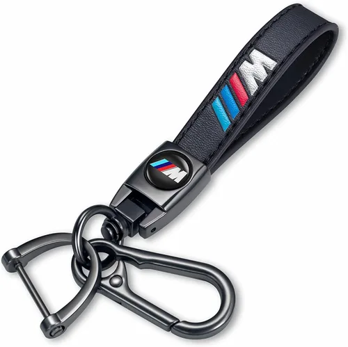 Vista 6 de Llavero de cuero genuino para automóvil compatible con Ford Mustang, accesorios para llavero familiar, regalo familiar para hombre y mujer