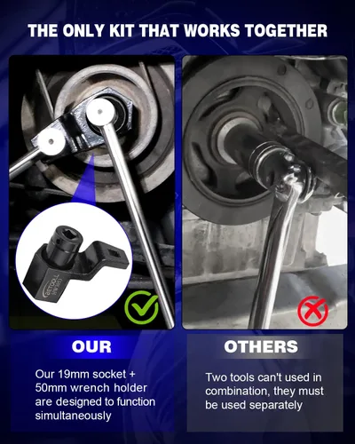 Vista 4 de BETOOLL Juego de llaves de sujeción de llave de manivela de 0.748 in y llave de cigüeñal de 1.969 in compatible con motores Honda y Acura