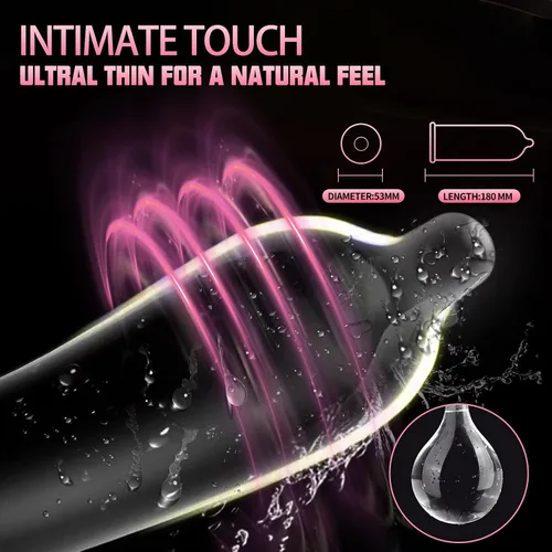 Vista 4 de Preservativos lubricados con sabor a fresa, cómodos e intensificados lubricantes para hombres, látex natural premium, paquete de 10