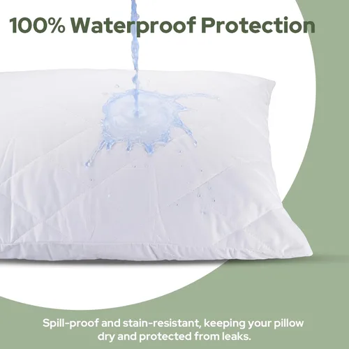 Vista 3 de CoolShields Protectores de Almohada Premium 100% Algodón Impermeables con Cremallera, Transpirables y Silenciosos, Superficie Hipoalergénica Suave