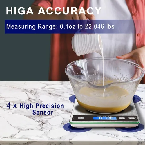 Vista 5 de hito Báscula de alimentos de 22 libras, báscula digital de cocina con carga dual tipo C y batería, precisión de 1 g/0.1 oz, pantalla LCD