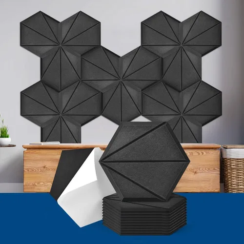 Vista 13 de Art3dwallpanels Paquete de 12 paneles acústicos autoadhesivos, 14" X 12" X 0.4" paneles de pared insonorizados, paneles de absorción de sonido