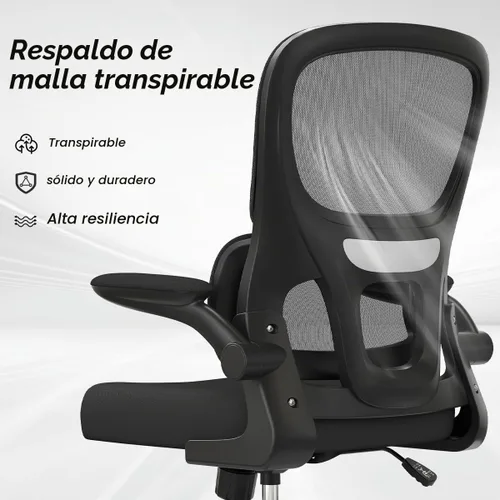 Vista 4 de Soohow Silla de oficina, ergonómica de malla con soporte lumbar, cómoda silla de escritorio giratoria para computadora con reposabrazos abatibles