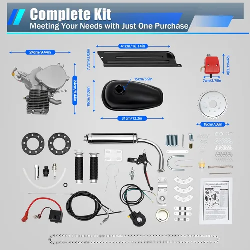 Vista 5 de Kit de motor de bicicleta de 2 tiempos de 100 CC, kit de bicicleta motorizada mejorado con encendido CDI, kit completo de motor de bicicleta