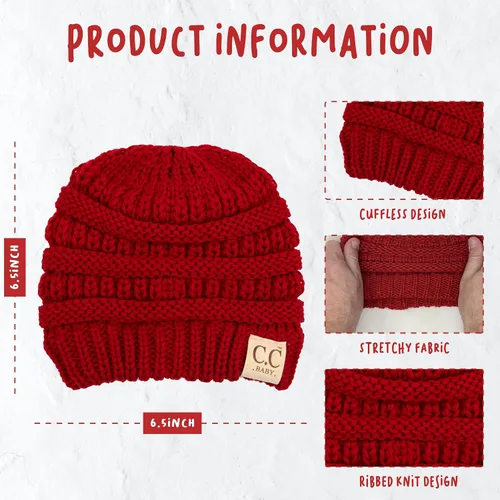 Vista 3 de Funky Junque - Gorro tejido tipo Beanie calentito para bebé, ideal para el invierno