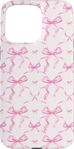 Vista 31 de Cintas y lazos estéticos rosas para iPhone 16 en estuche de acuarela