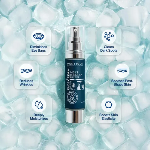 Vista 2 de Particle Crema facial 6 en 1 para hombres, humectante hidratante diario para hombres con vitamina C, aceite de jojoba, vitamina E y ácido