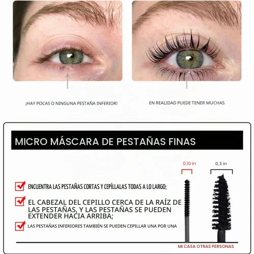Vista 3 de Honey Whisper - Máscara 4D para pestañas cortas y finas, pestañas extralargas, impermeables, pestañas voluminosas, de larga duración, a prueba