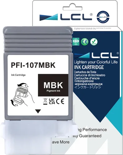 Vista 10 de LCL PFI-107 Cartucho de tinta negro de 4.4 fl oz de repuesto para Canon PFI-107 PFI-107BK PFI107BK para impresoras Canon ImagePROGRAF iPF670 iPF680