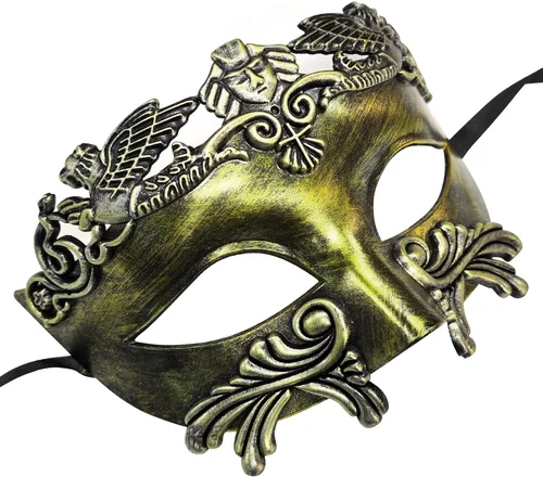 Vista 8 de Máscara de mascarada, máscara de plástico griego romano para fiesta de Halloween