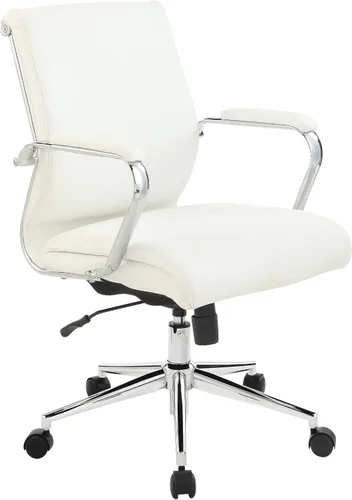 Vista 14 de Office Star Silla de oficina ajustable Antimicrobial Manager con base cromada, respaldo medio, tela negra Dillon