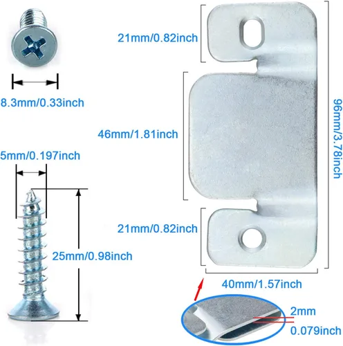 Vista 2 de Cerpourt Conectores de metal para sofá seccional de muebles, soporte de software de cierre de sofá seccional con tornillos para sofá biplaza