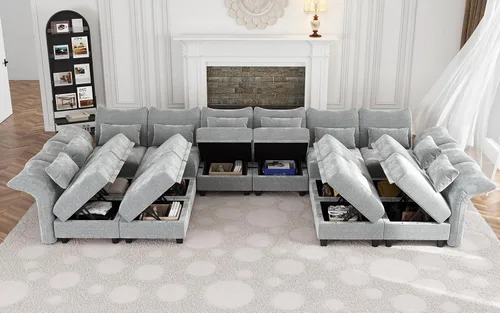 Vista 3 de LLappuil Sofá modular de gran tamaño de 179 pulgadas con asiento de almacenamiento, sofás seccionales grandes de 14 piezas para sala de estar