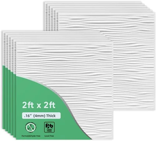 Vista 9 de Azulejos de techo de estilo tradicional / patrón profesional de 2 x 2 pies, panel de techo de PVC de 24 x 24 pulgadas, impermeable, lavable