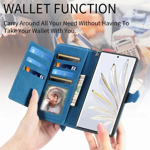 Vista 3 de bojioderf Funda compatible con Nothing Phone 1, compatible con Nothing Phone One (A063), cartera con cremallera, tarjetero con soporte abatible