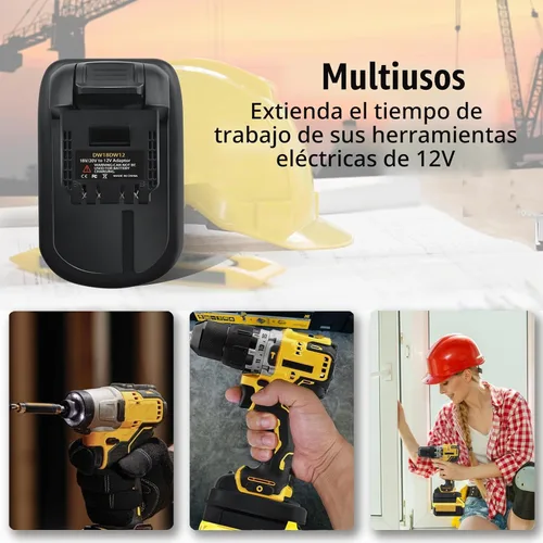 Vista 7 de para Dewalt 20V a 12V MAX Adaptador de batería, Convertir para batería Dew 20V a para Dewalt 12V DCB12V Herramientas de batería