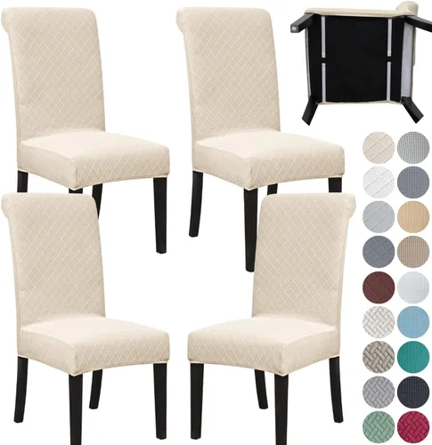 Vista 34 de SPRINGRICO Paquete de 2 fundas para sillas de comedor con cinturón de seguridad, fundas elásticas para sillas Parsons lavables, fundas protectoras
